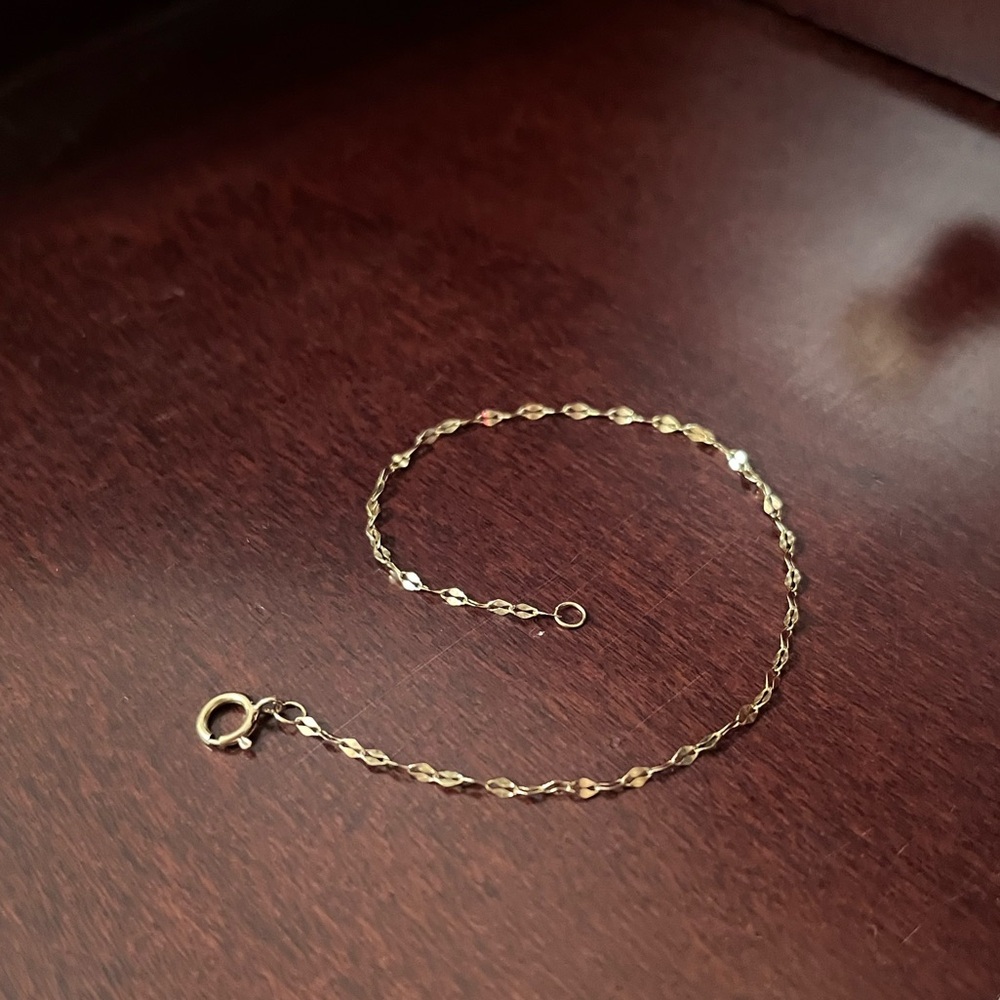 14k gold mirror-chain bracelet 6.25 inches - Picture 4 of 6